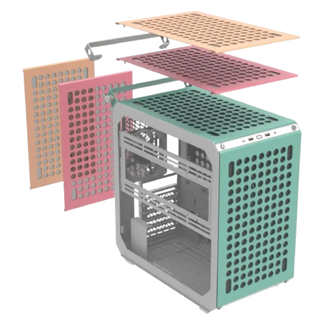 Kết xuất của Cooler Master Qube 500 với ba tùy chọn màu sắc