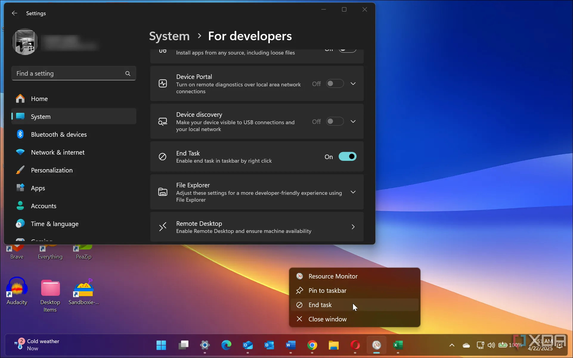 Kích hoạt và sử dụng tùy chọn Kết thúc Tác vụ trên Windows 11