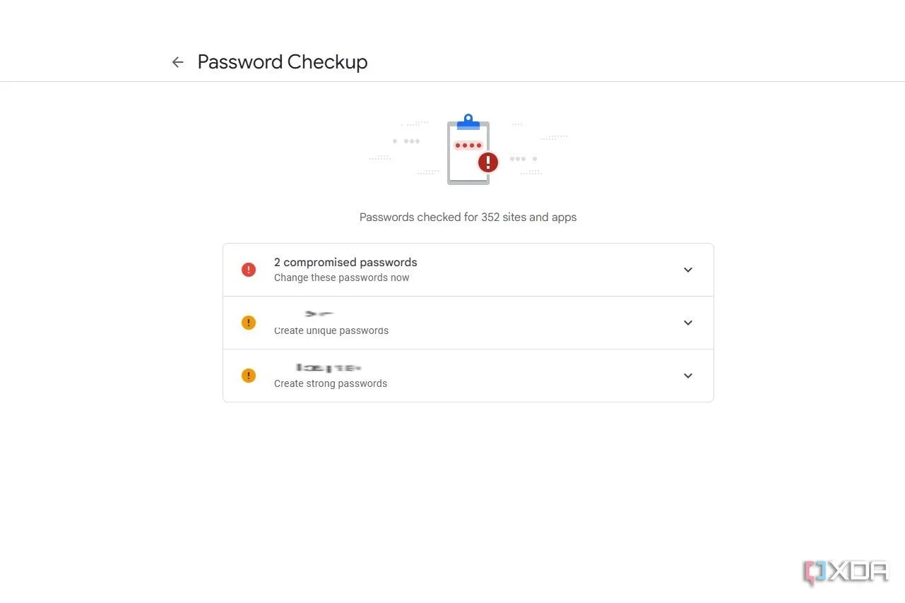 Kiểm tra an toàn mật khẩu trên Google Password Manager