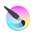 Krita logo với biểu tượng cọ vẽ và bảng màu sặc sỡ