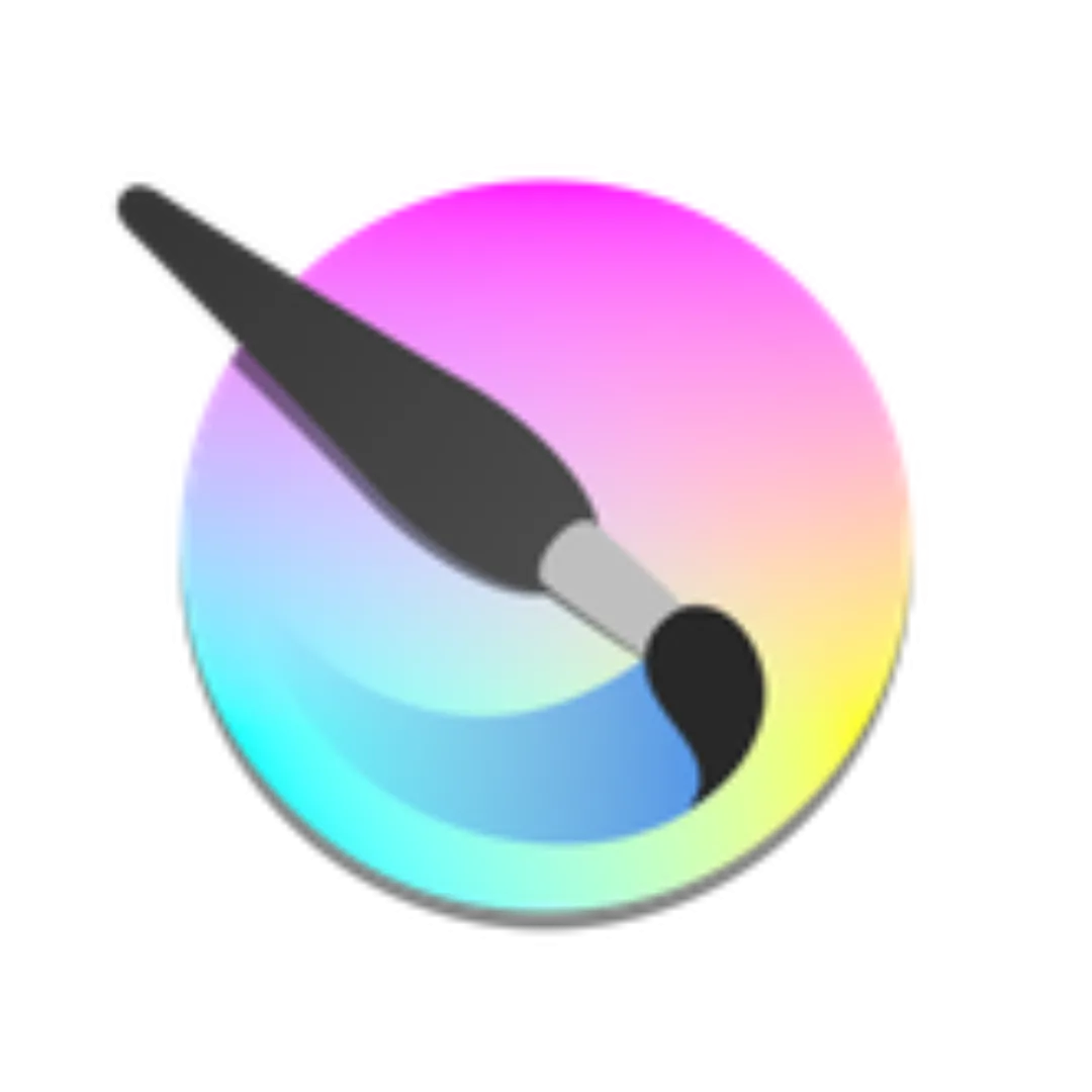 Krita logo với biểu tượng cọ vẽ và bảng màu sặc sỡ