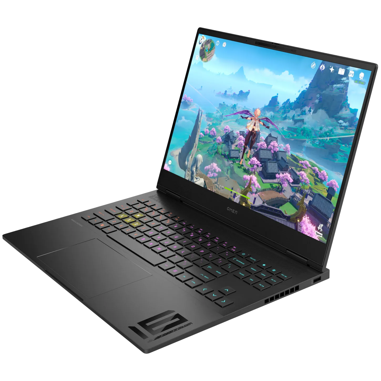 Laptop HP Omen Transcend 14 (hoặc 16), minh họa công nghệ MUX switch và Advanced Optimus giúp tối ưu pin laptop gaming