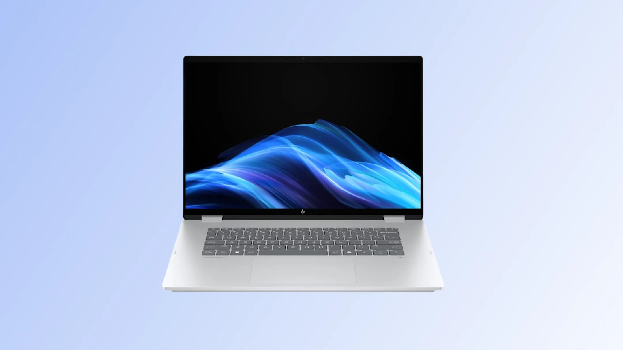 laptop HP OmniBook 7 Flip 16 inch màu bạc ở góc nghiêng