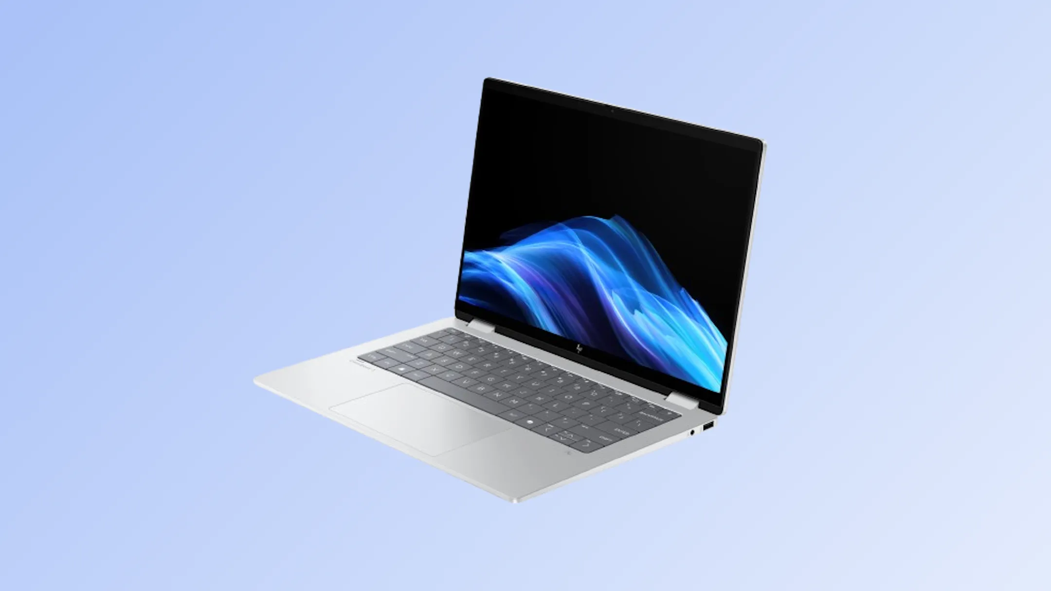 laptop HP OmniBook X Flip 14 inch đang gập lại ở chế độ máy tính bảng