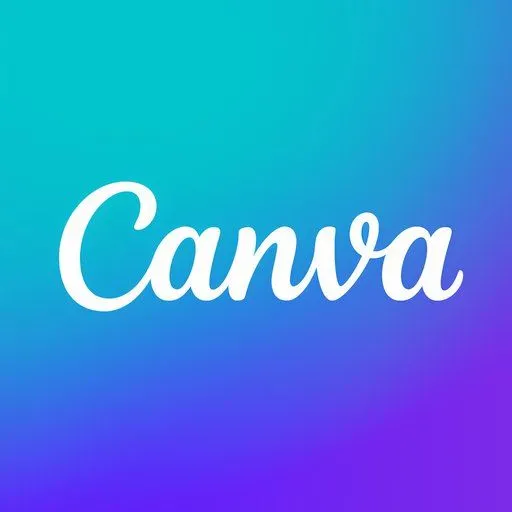 Logo Canva với chữ 'C' cách điệu và tên thương hiệu, nền màu tím, thể hiện nền tảng thiết kế đồ họa đơn giản
