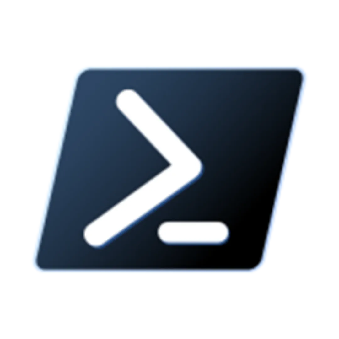 Logo công cụ PowerShell của Microsoft với biểu tượng màu xanh đặc trưng