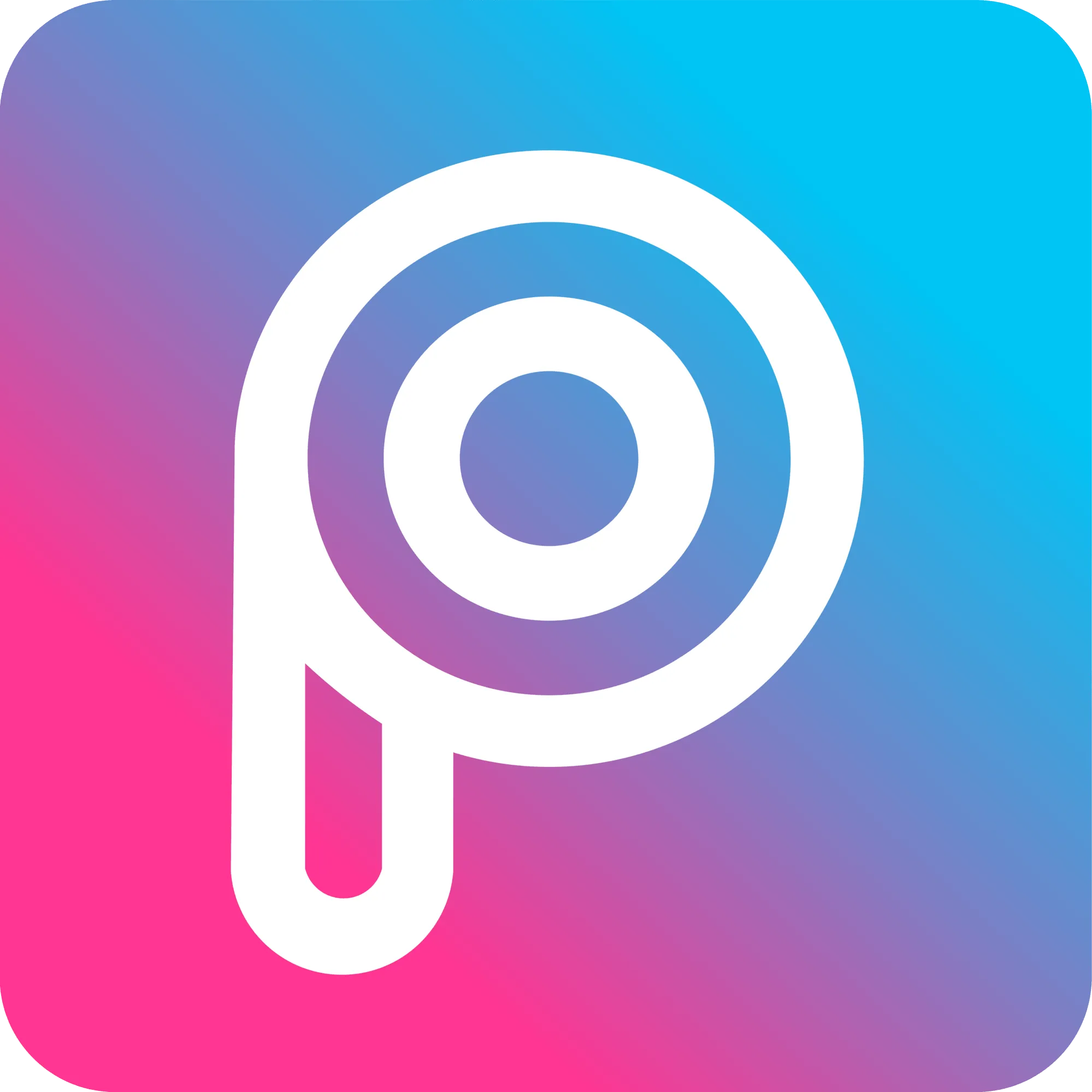 Logo của Picsart, ứng dụng chỉnh sửa ảnh và video nổi tiếng với nhiều tính năng sáng tạo.