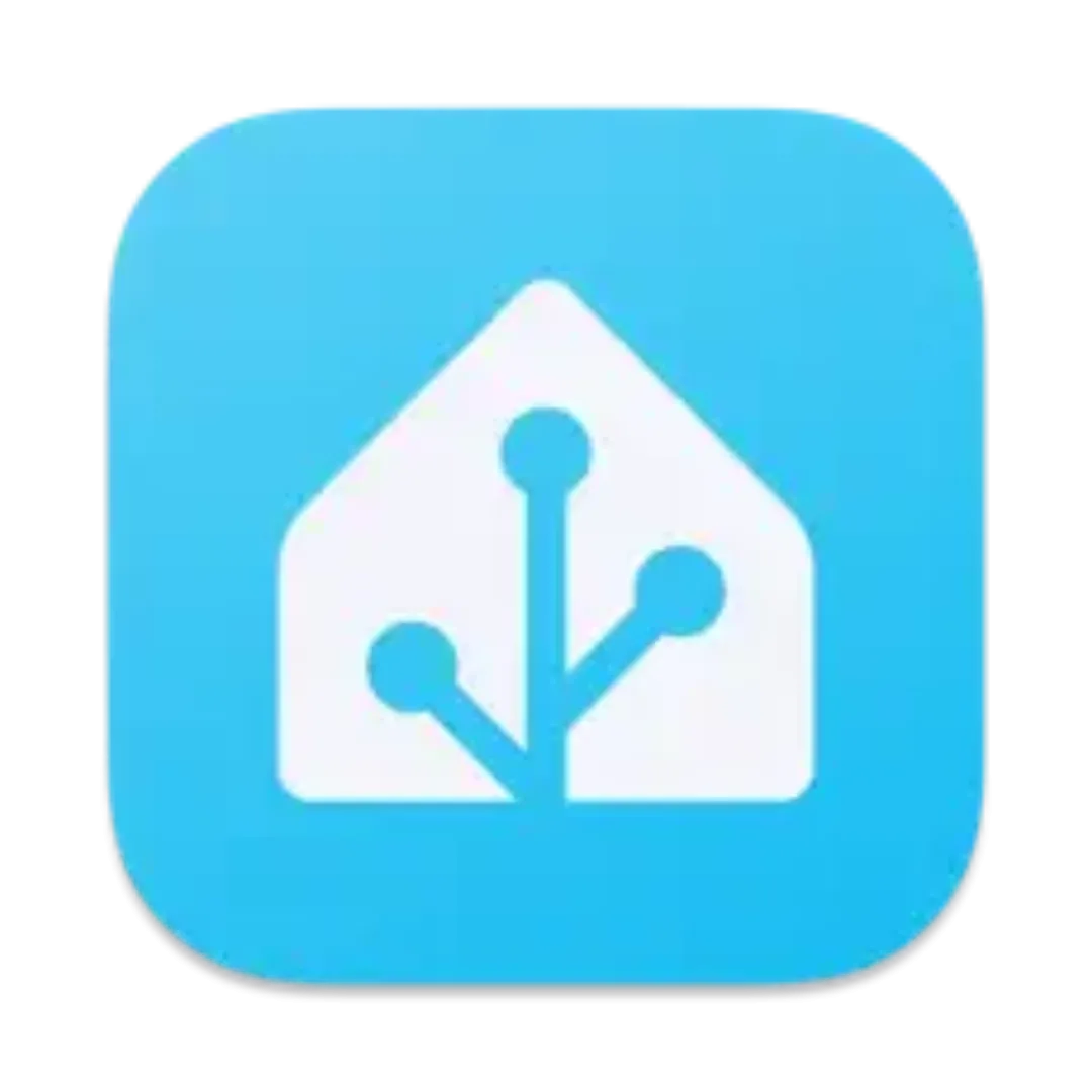 Logo Home Assistant với biểu tượng ngôi nhà cách điệu màu xanh lá cây và chữ &quot;Home Assistant&quot;.