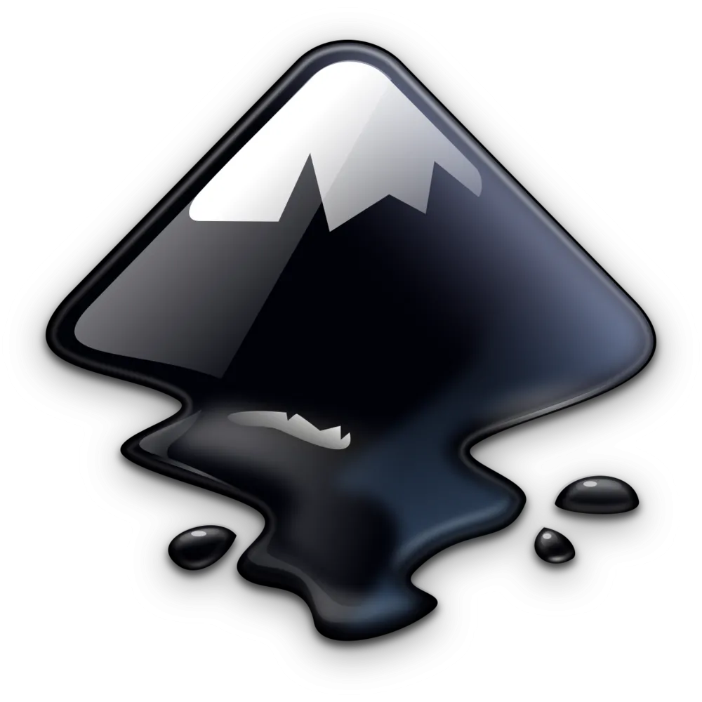 Logo Inkscape với biểu tượng mũi tên và đường cong, đại diện cho phần mềm thiết kế vector mã nguồn mở