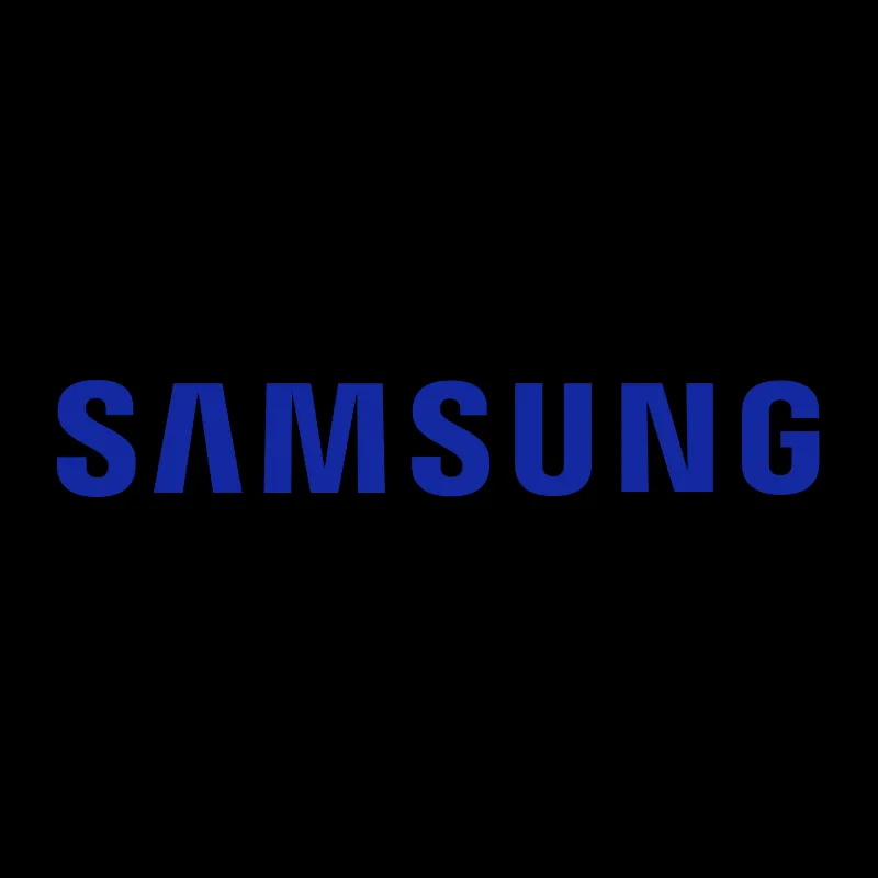 Logo Samsung màu xanh trên nền trong suốt, biểu tượng của dòng Galaxy S25 Edge sắp ra mắt với nhiều ưu đãi hấp dẫn.