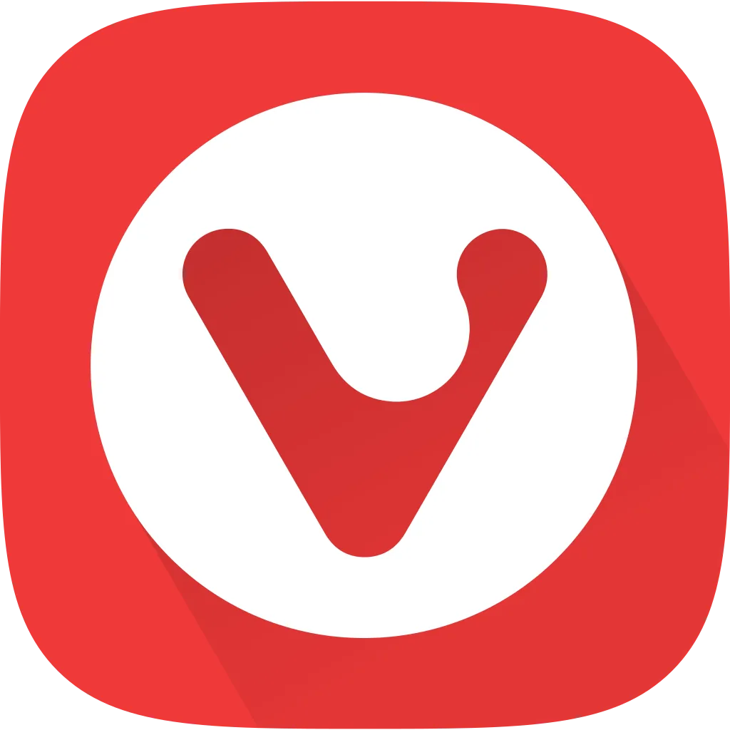 Logo trình duyệt Vivaldi màu đỏ cam trên nền đen, biểu tượng cho sự sáng tạo và cá nhân hóa