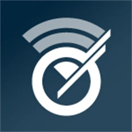 Logo Wi-Fi Analyzer với biểu tượng sóng Wi-Fi và hình kính lúp, minh họa chức năng phân tích.