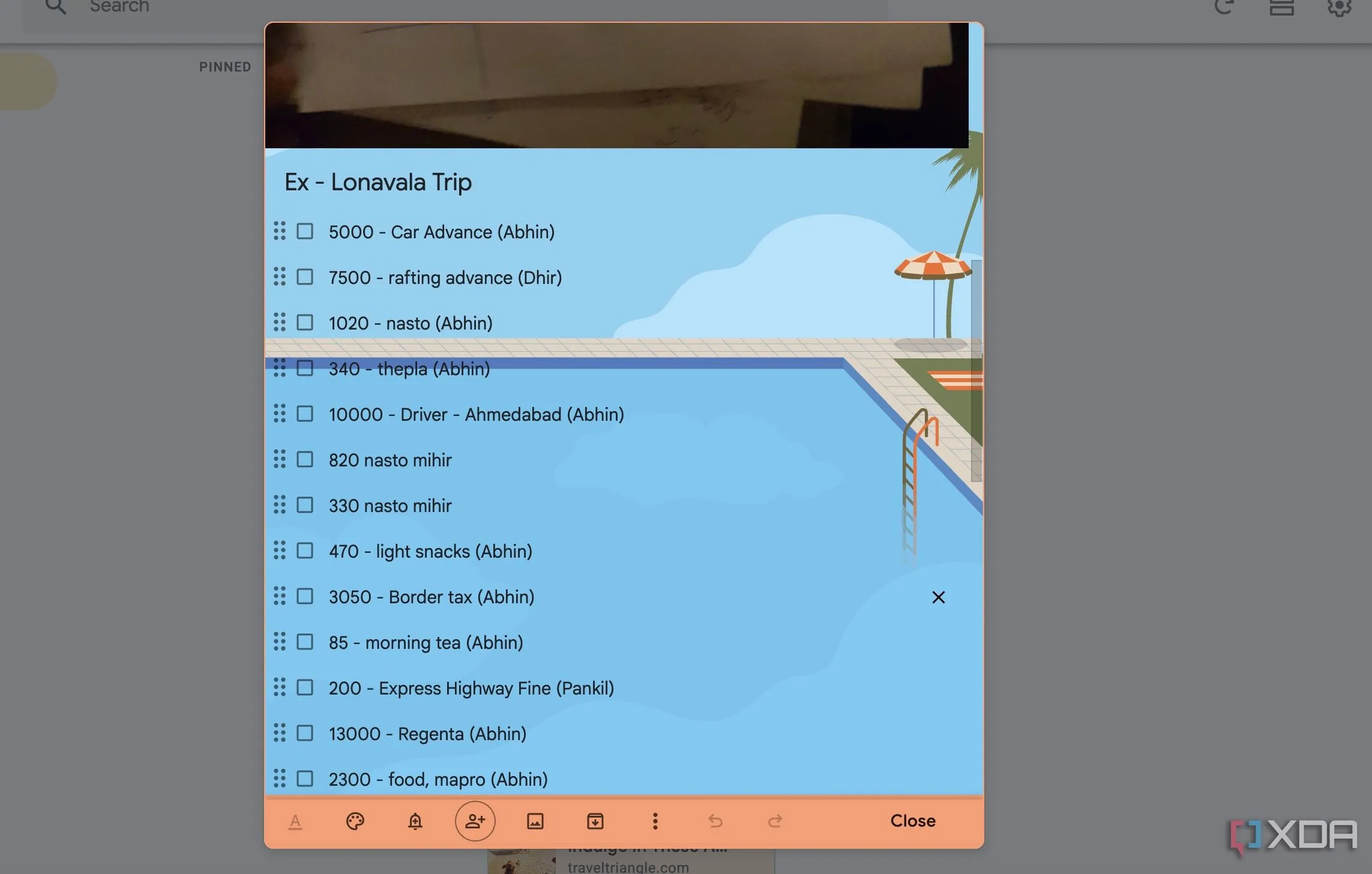 Màn hình Google Keep hiển thị ghi chú được chia sẻ với nhiều người dùng, minh họa tính năng cộng tác dễ dàng.