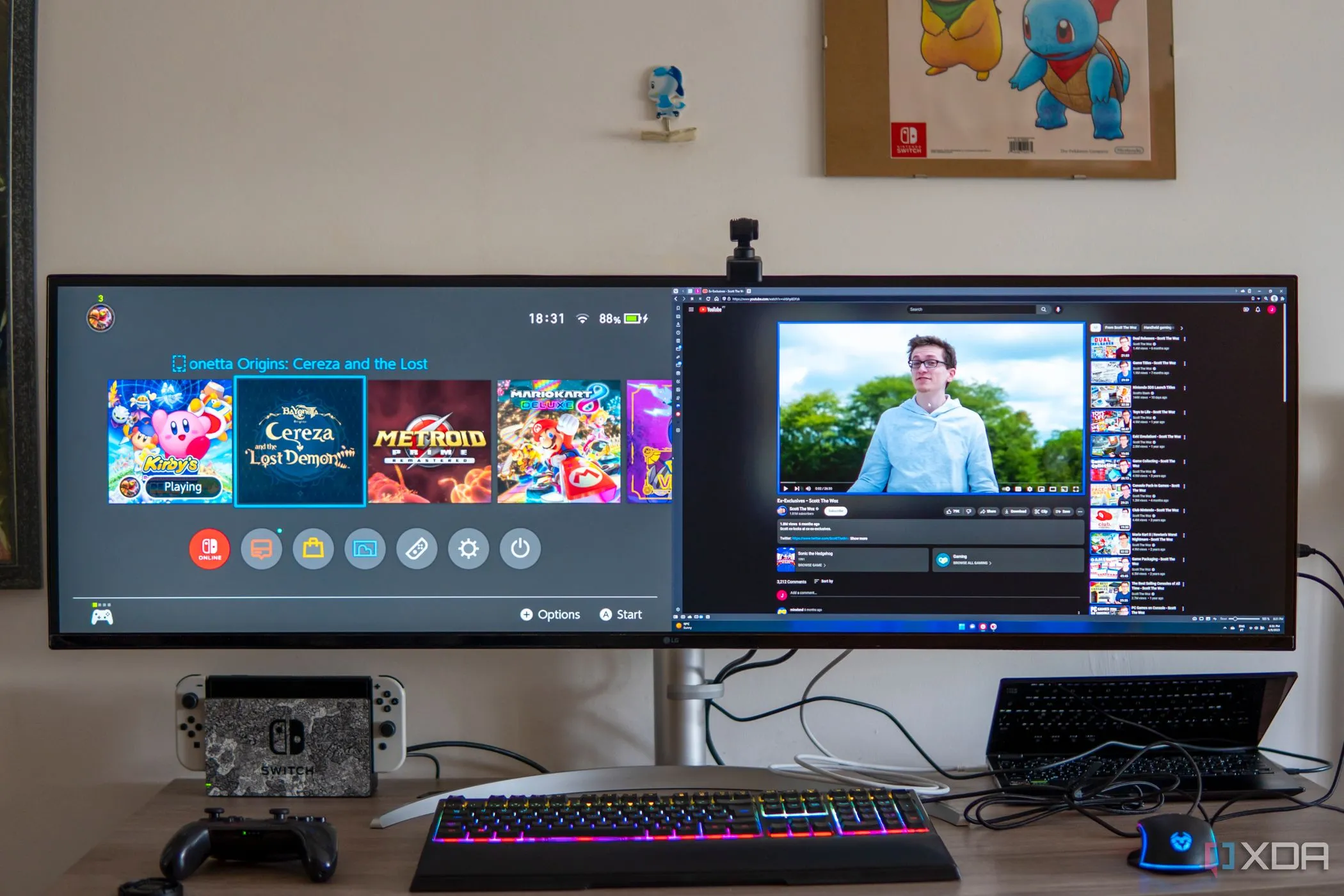 Màn hình LG Ultrawide 49W95C kết nối laptop và Nintendo Switch cho thấy vấn đề tương thích