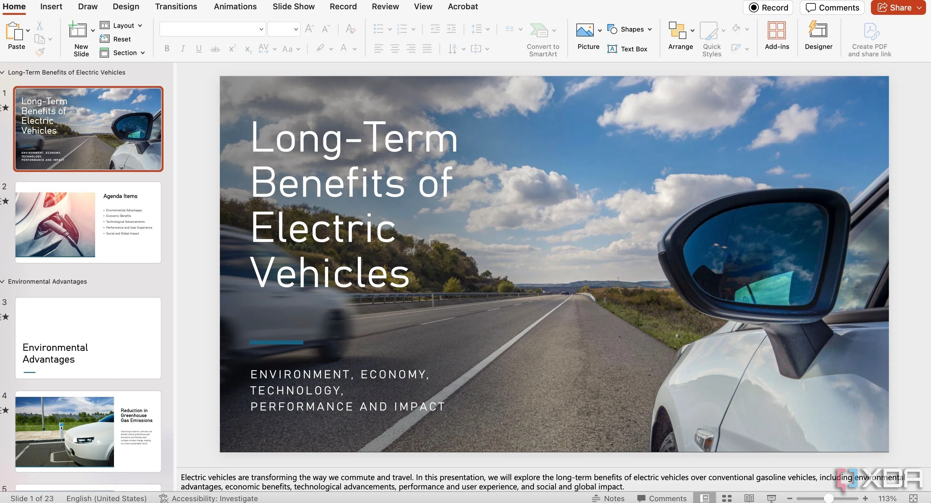 Màn hình máy tính hiển thị giao diện PowerPoint với các slide thuyết trình. Ảnh minh họa cho việc kết hợp PowerPoint với các công cụ AI hỗ trợ năng suất.