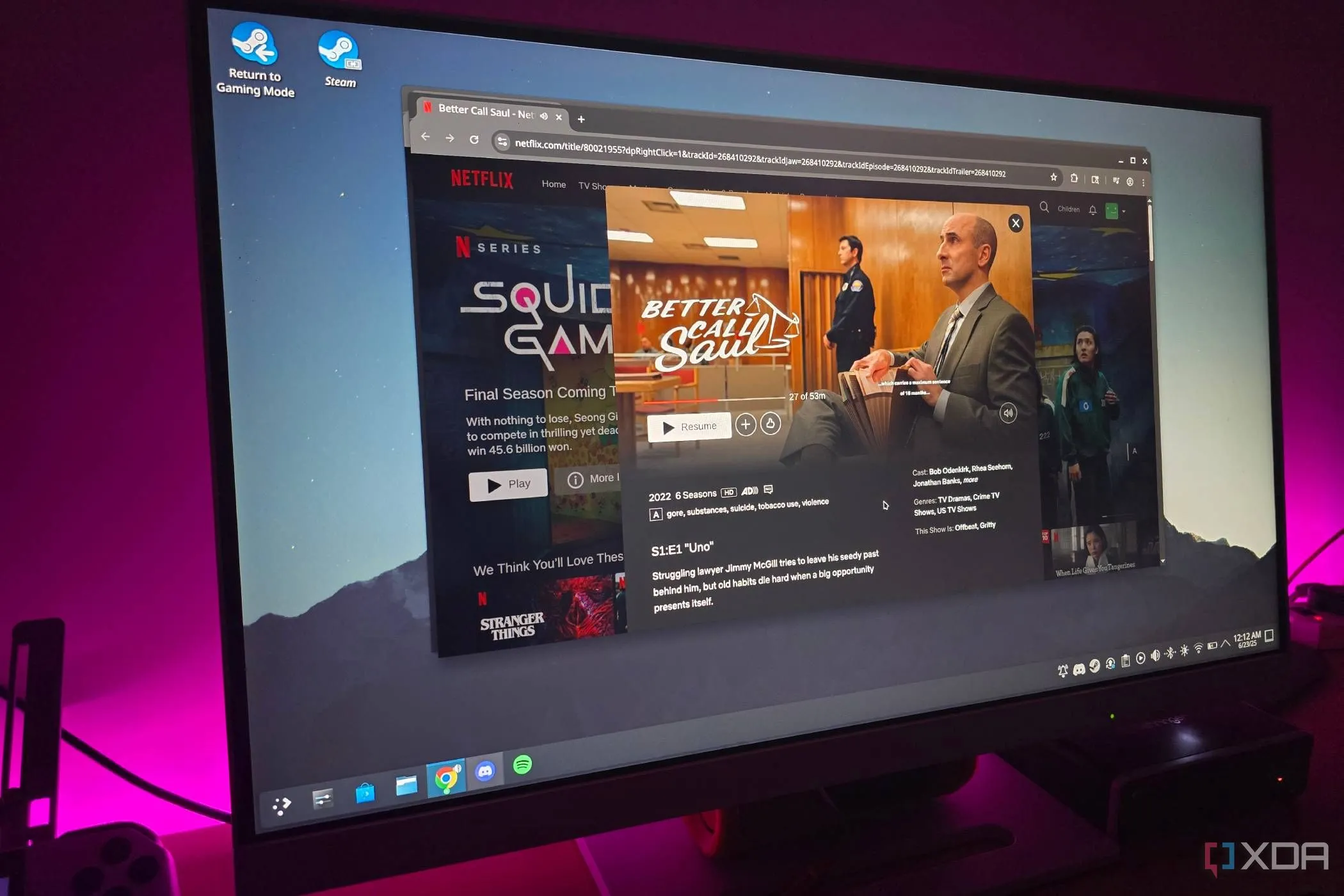 Màn hình máy tính Linux đang chạy Netflix trên trình duyệt Google Chrome