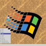 Màn hình máy tính Windows 95 với logo hệ điều hành nổi bật, biểu tượng của sự khởi đầu kỷ nguyên công nghệ số