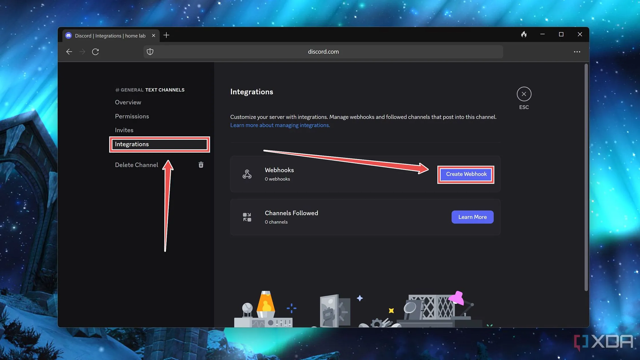 Màn hình tạo webhook trong Discord