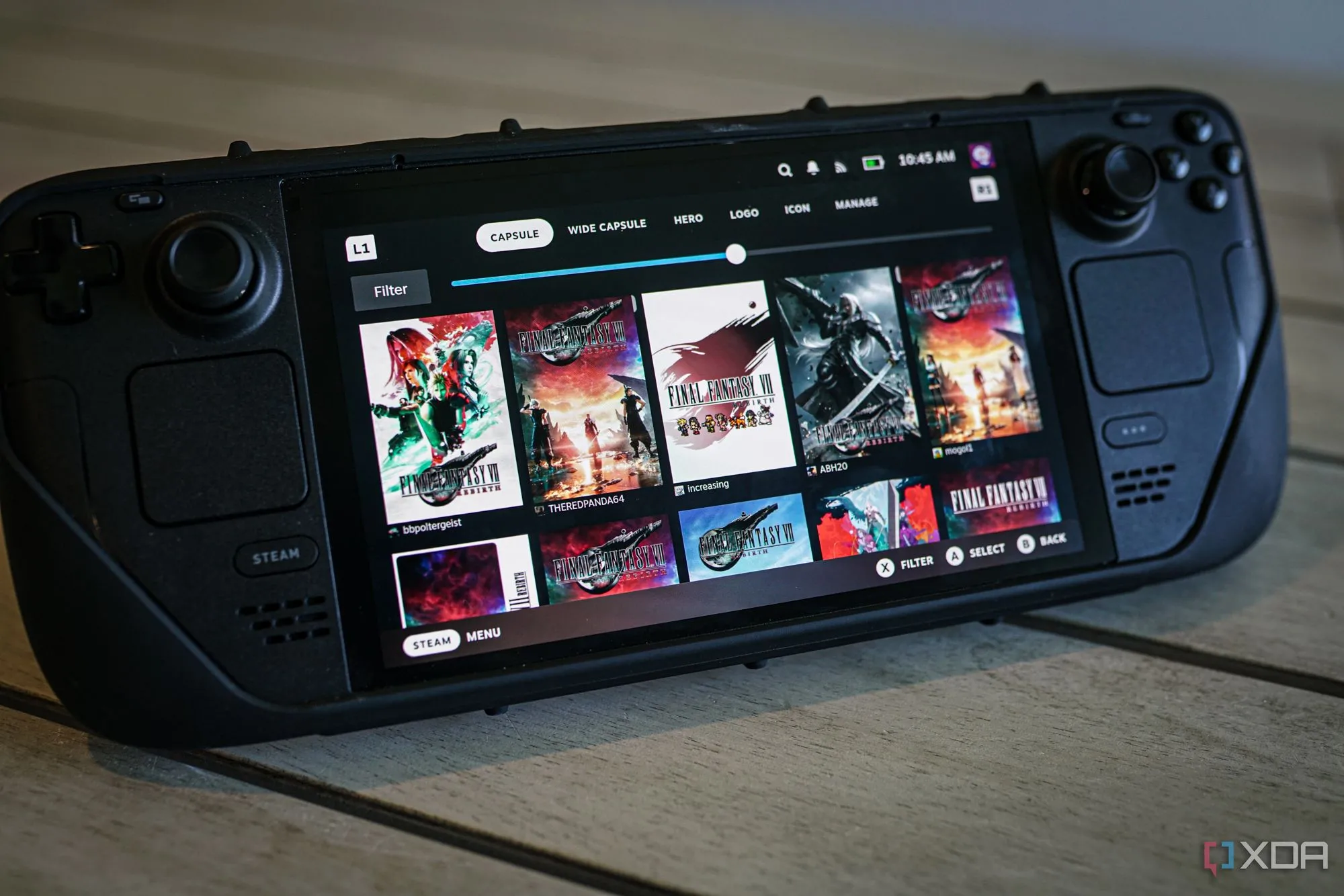 Menu truy cập nhanh Decky Loader trên Steam Deck, hiển thị các plugin đã cài đặt bao gồm CSS Loader, SteamGridDB và Audio Loader.