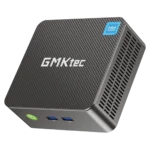 Mini PC GMKtec G3 Plus nhỏ gọn với thiết kế hiện đại trên nền xanh.