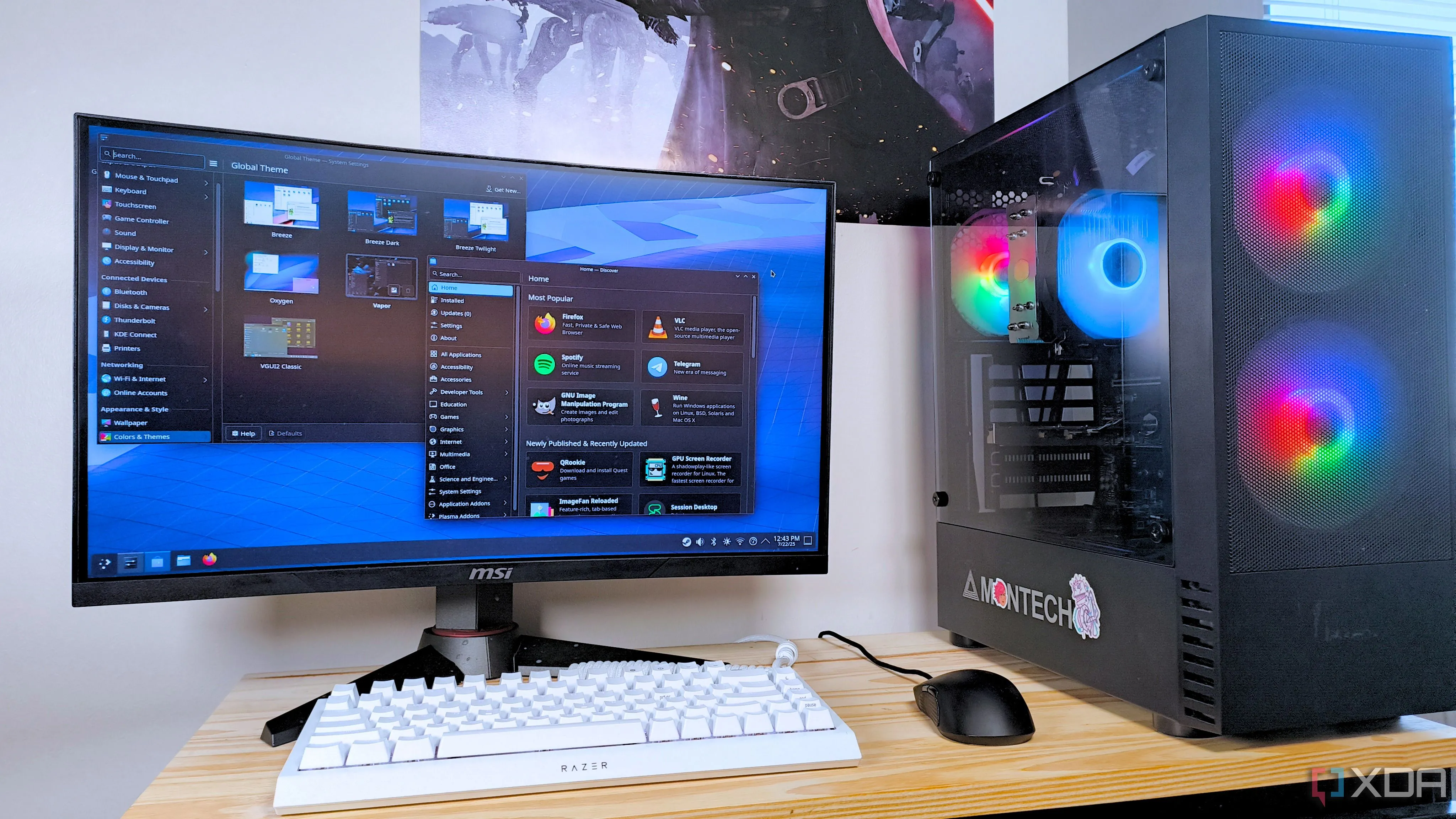 Môi trường desktop KDE Plasma trên PC chạy SteamOS hiển thị ứng dụng cài đặt