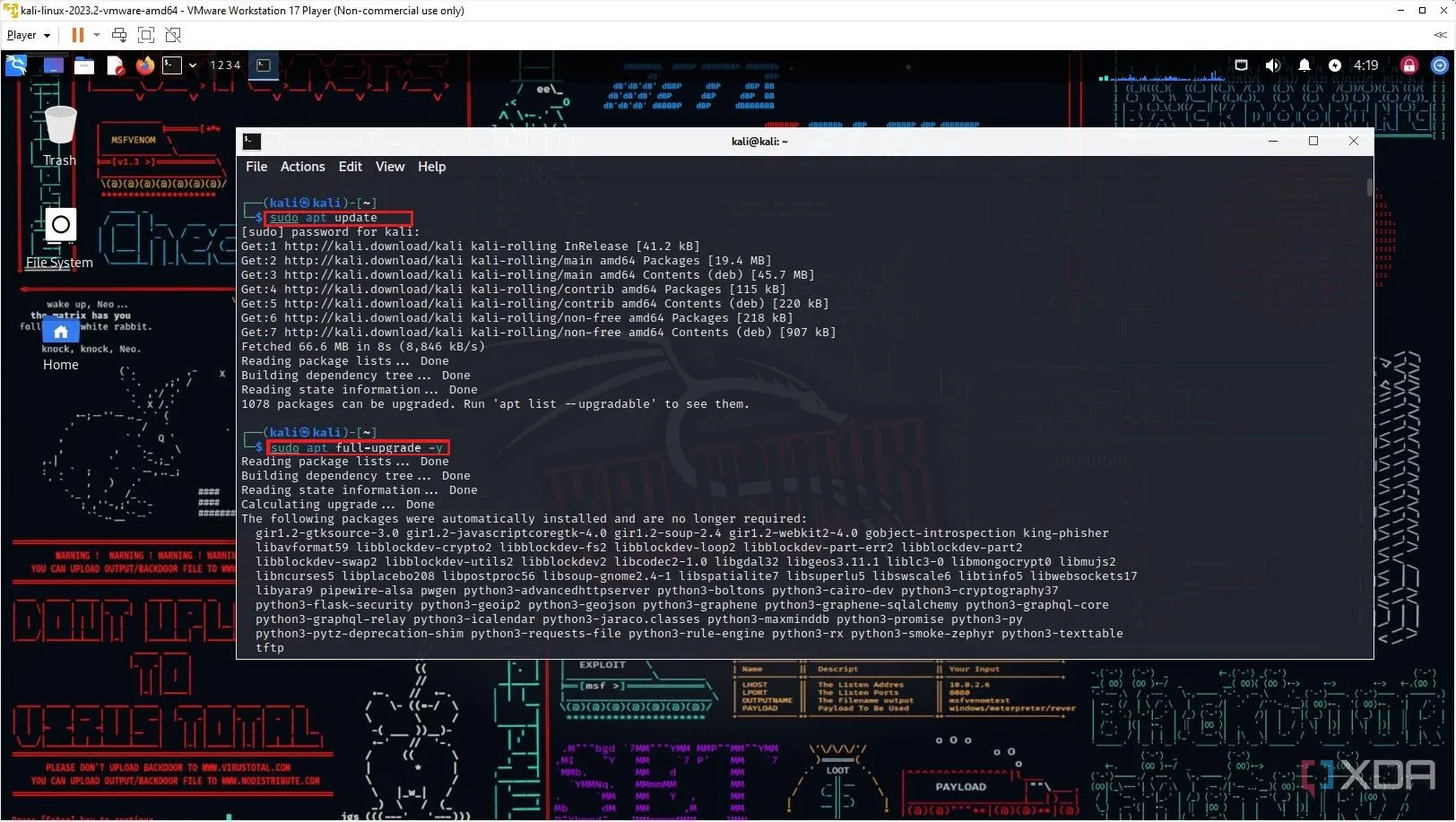 Nâng cấp Kali Linux trong máy ảo VMware qua Terminal
