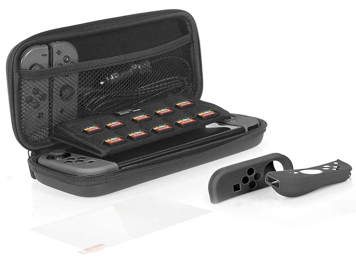 Ốp Amazon Basics với nhiều ngăn chứa thẻ game và phụ kiện Nintendo Switch