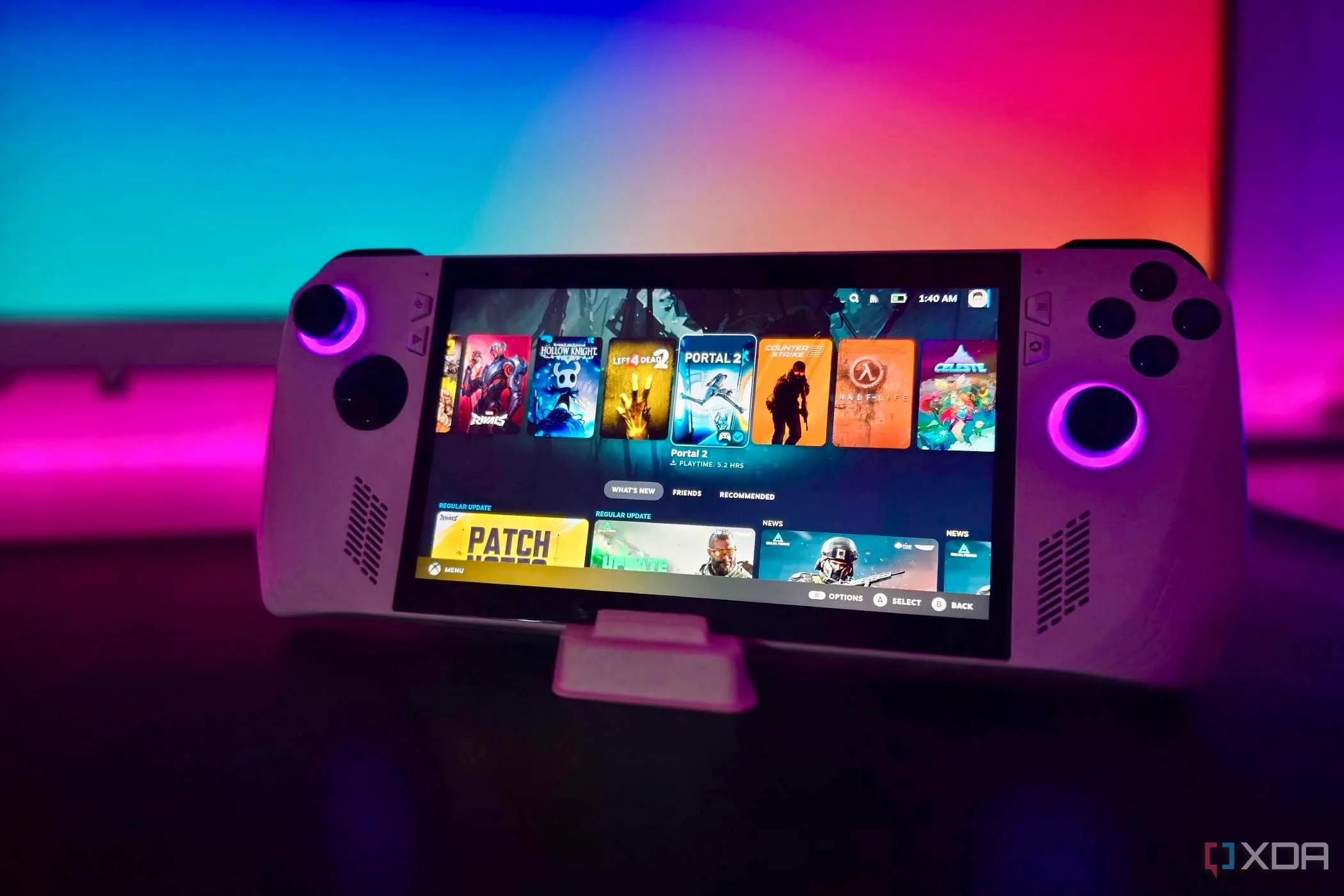 ROG Ally chạy hệ điều hành SteamOS với giao diện thân thiện với bộ điều khiển