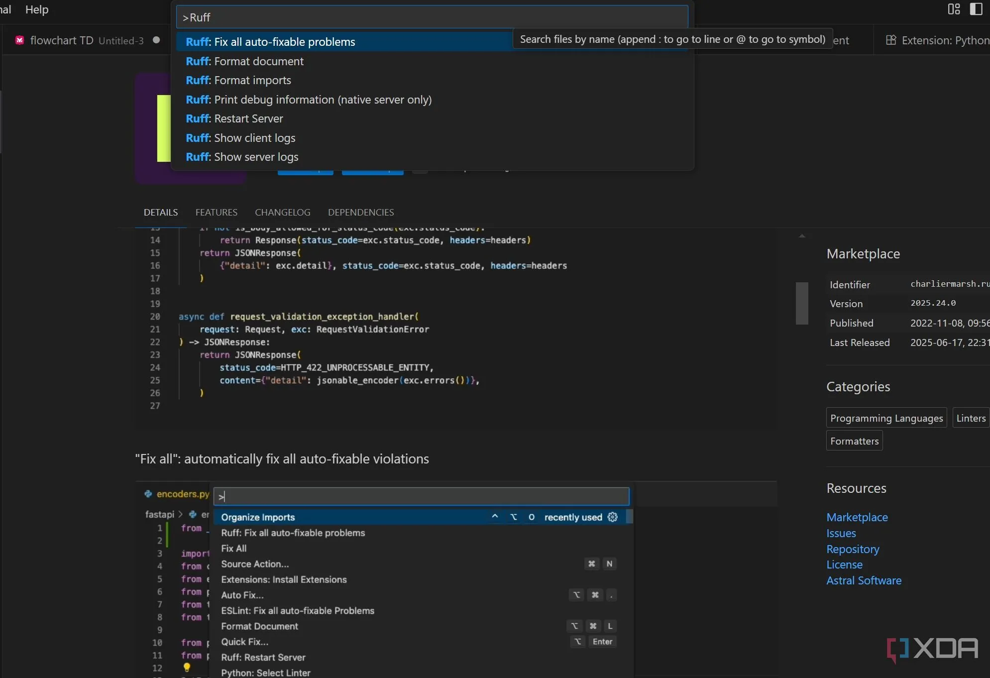 Ruff linter và formatter cho VS Code