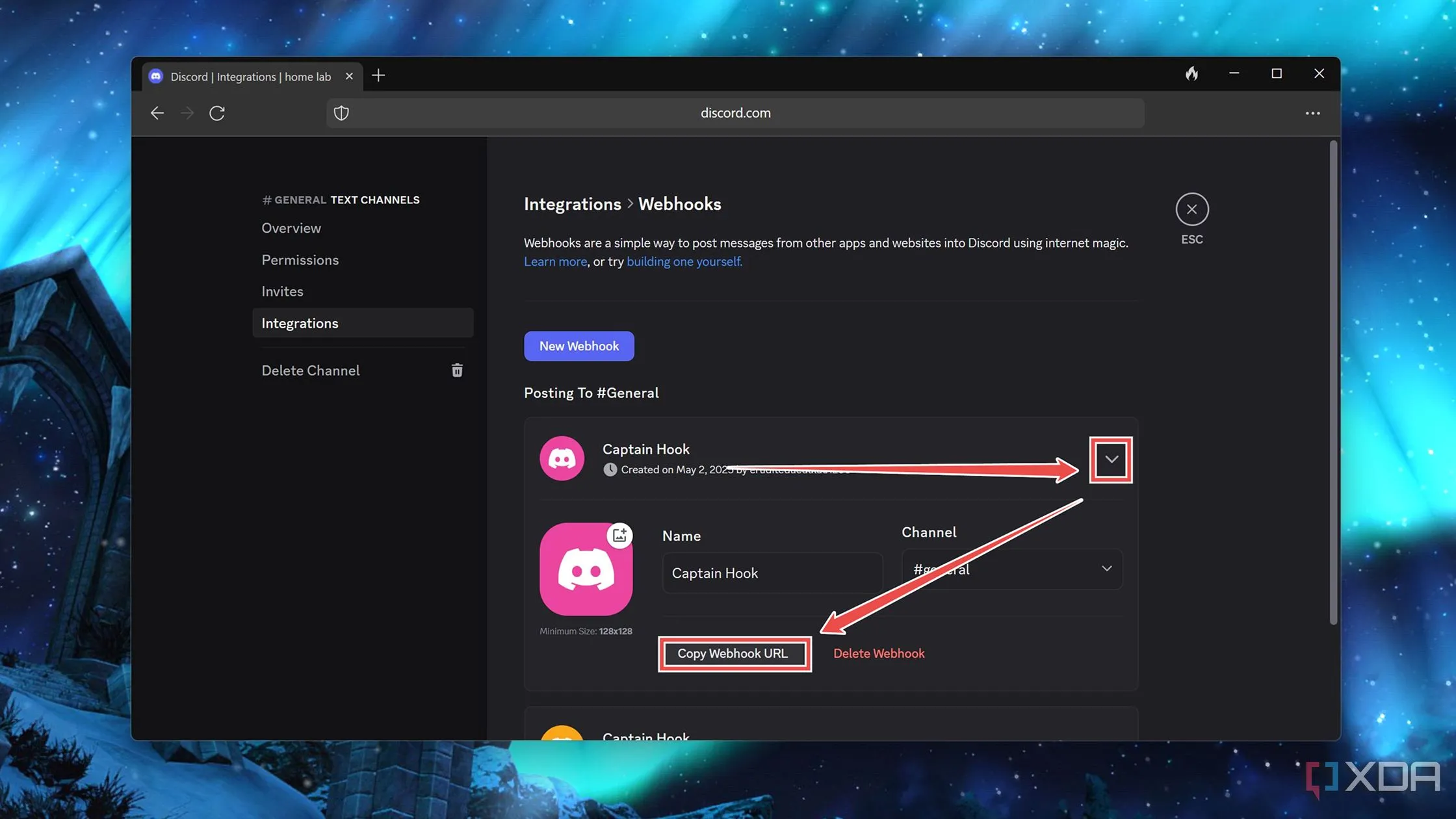 Sao chép URL webhook từ Discord
