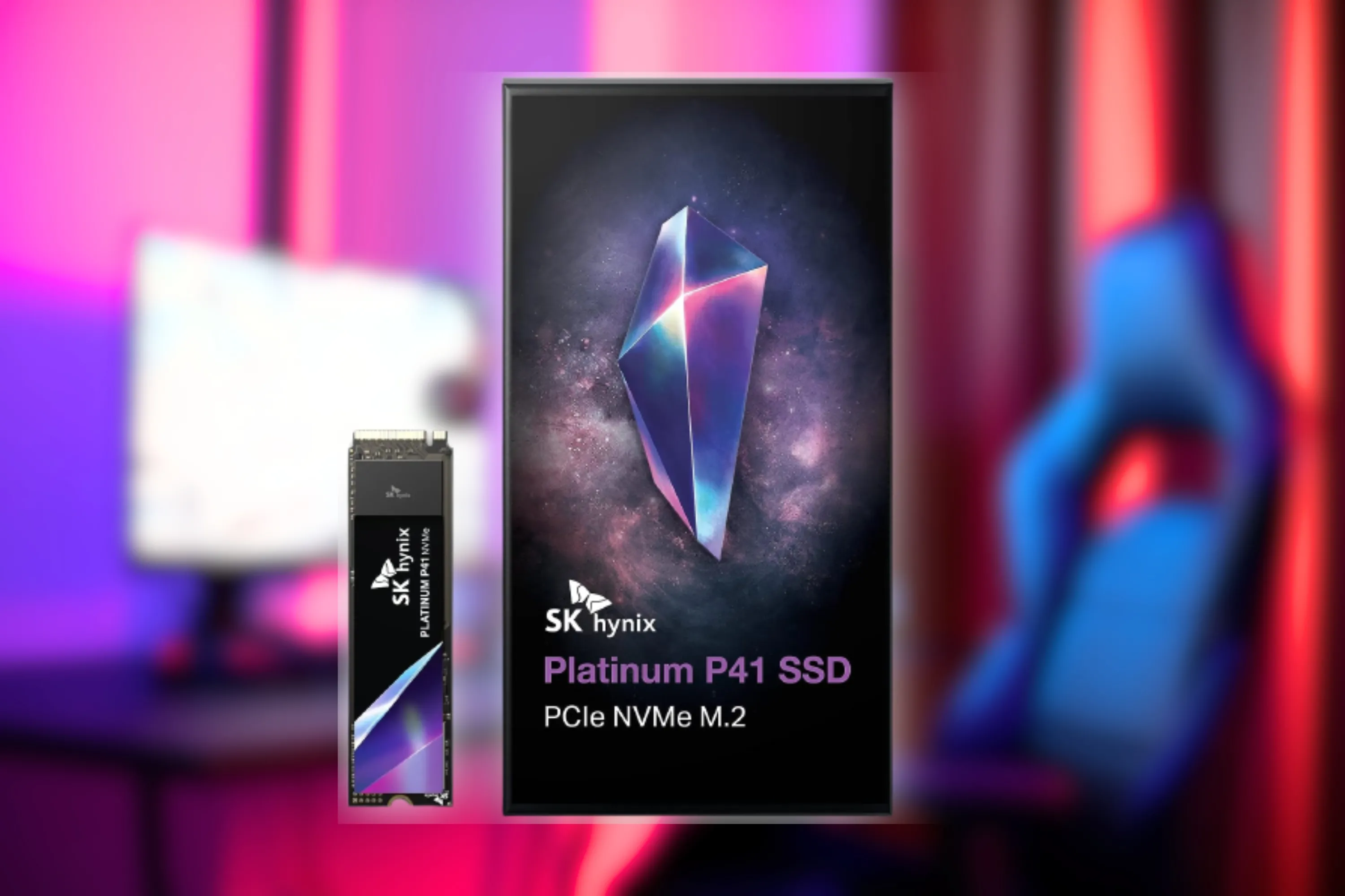 SK hynix Platinum P41 M.2 SSD trên nền mờ