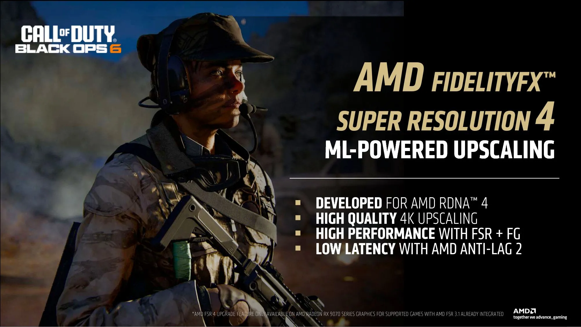 Slide giới thiệu công nghệ RDNA 4 của AMD, hứa hẹn cải tiến ray tracing và FSR 4.