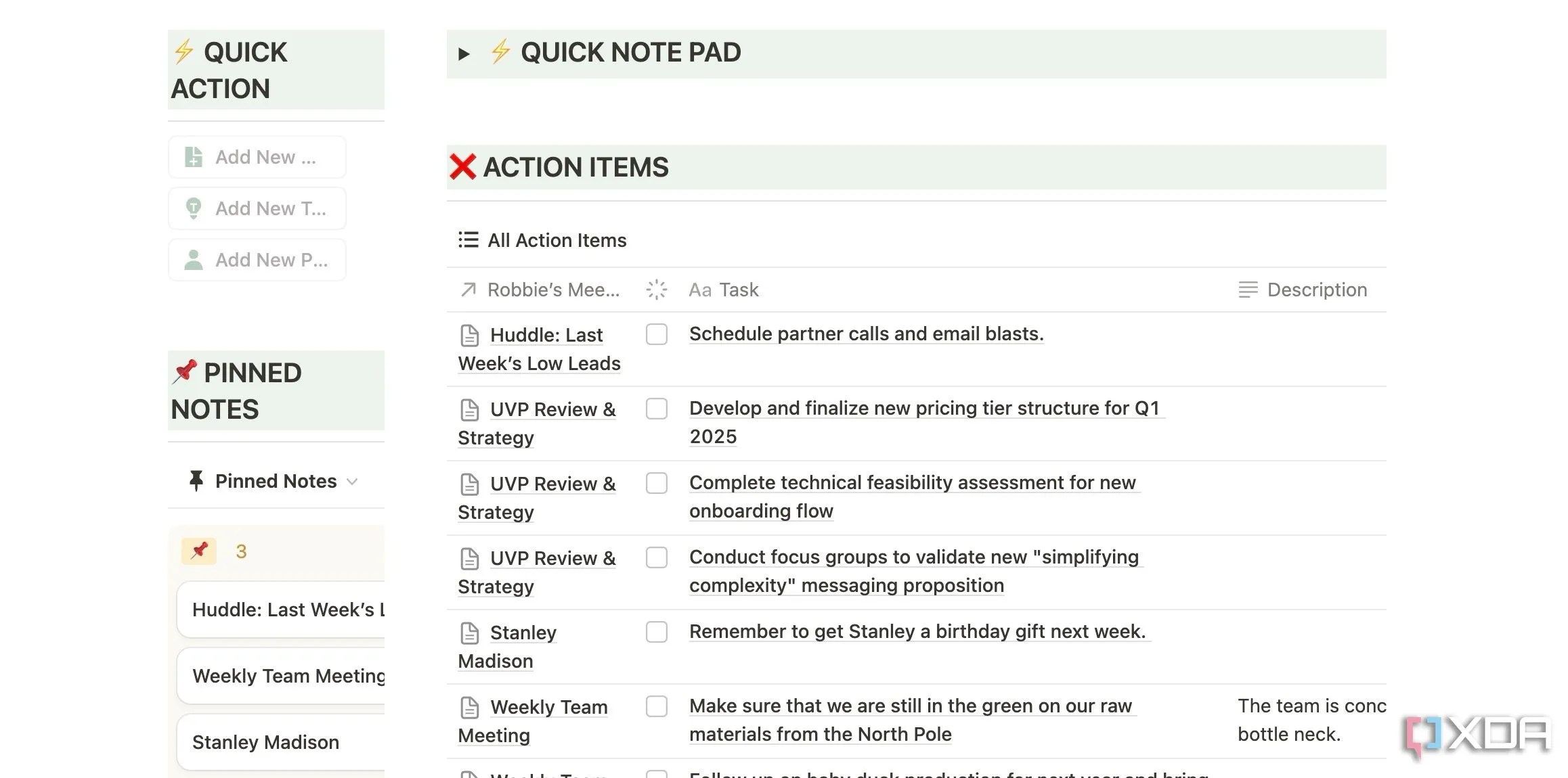 Tạo wiki dự án trong Notion với các ghi chú cuộc họp