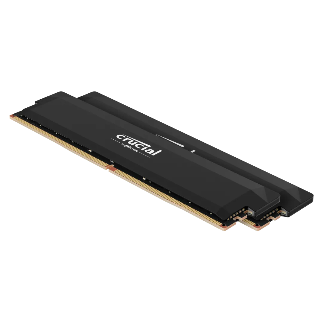 Thanh RAM Crucial Pro Overclocking DDR5-6000 màu bạc với thiết kế hiện đại