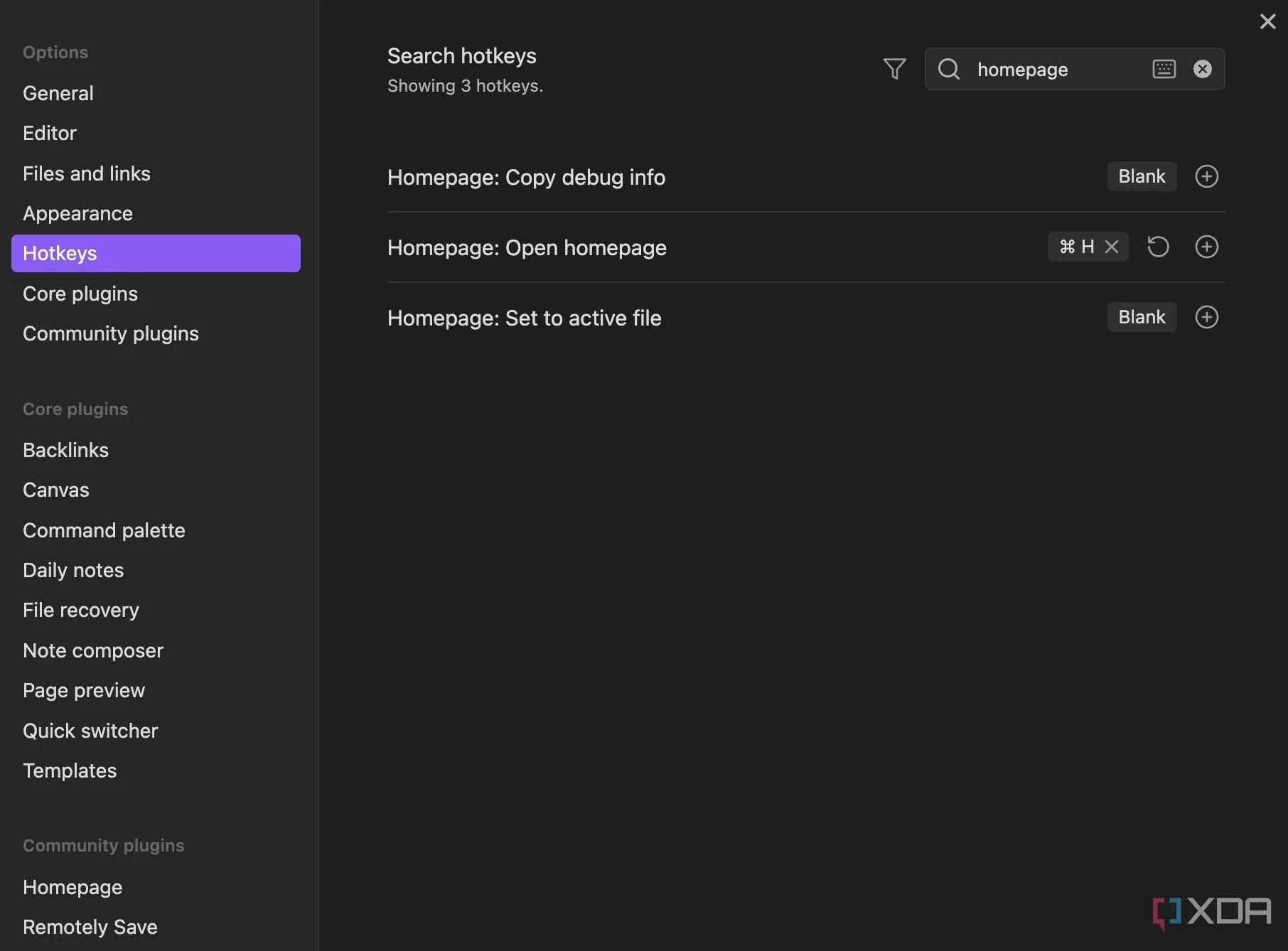 Thiết lập phím tắt truy cập trang chủ Obsidian với plugin Homepage