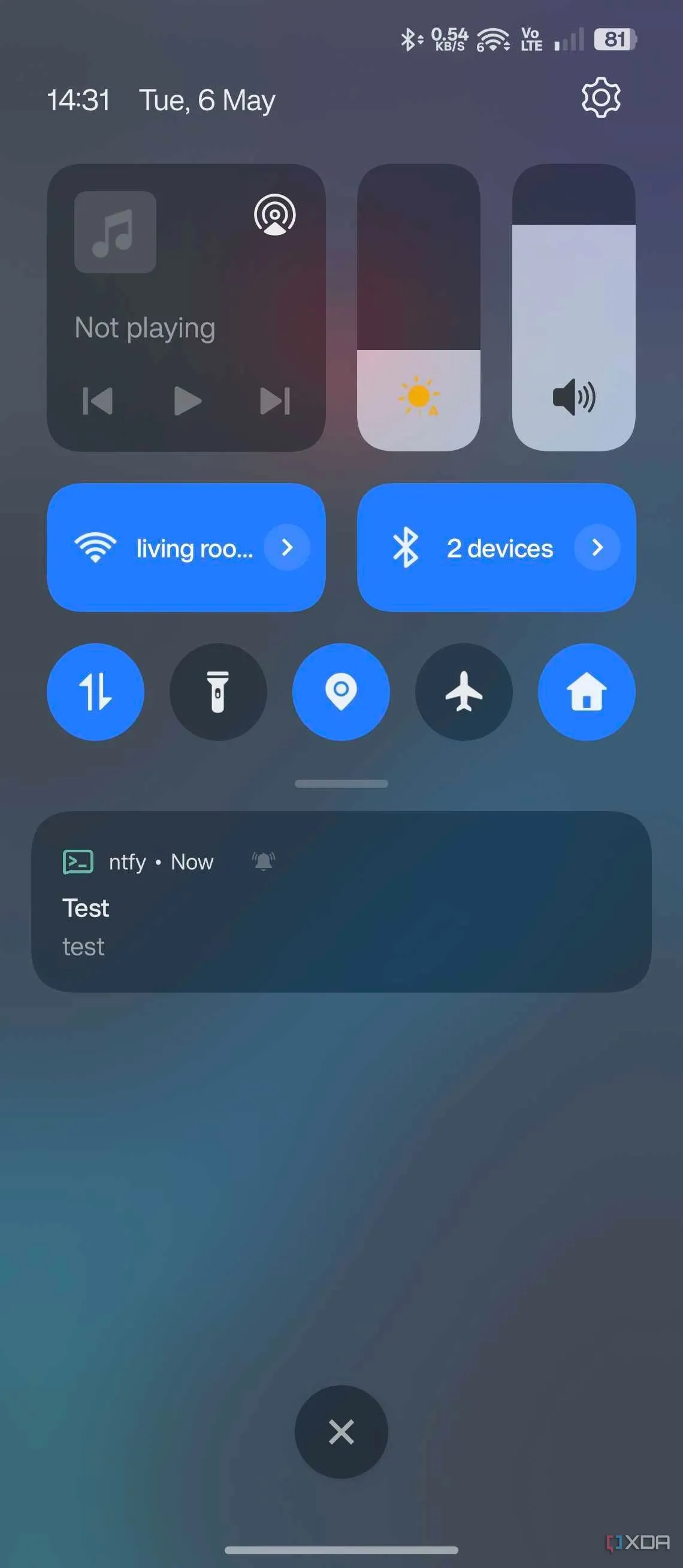Thông báo ứng dụng Ntfy hiển thị trên điện thoại Android