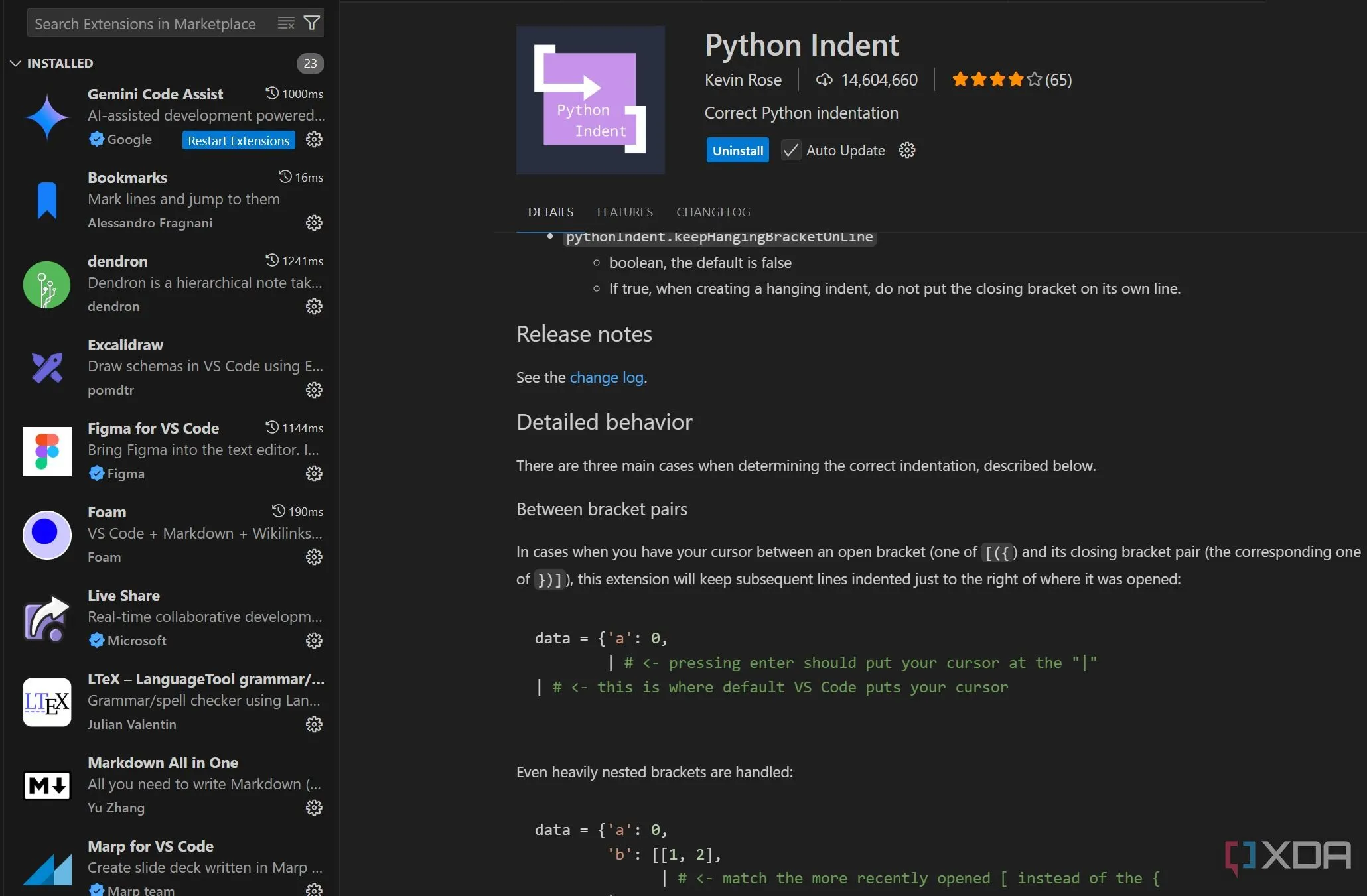 Tiện ích Python Indent cho VS Code