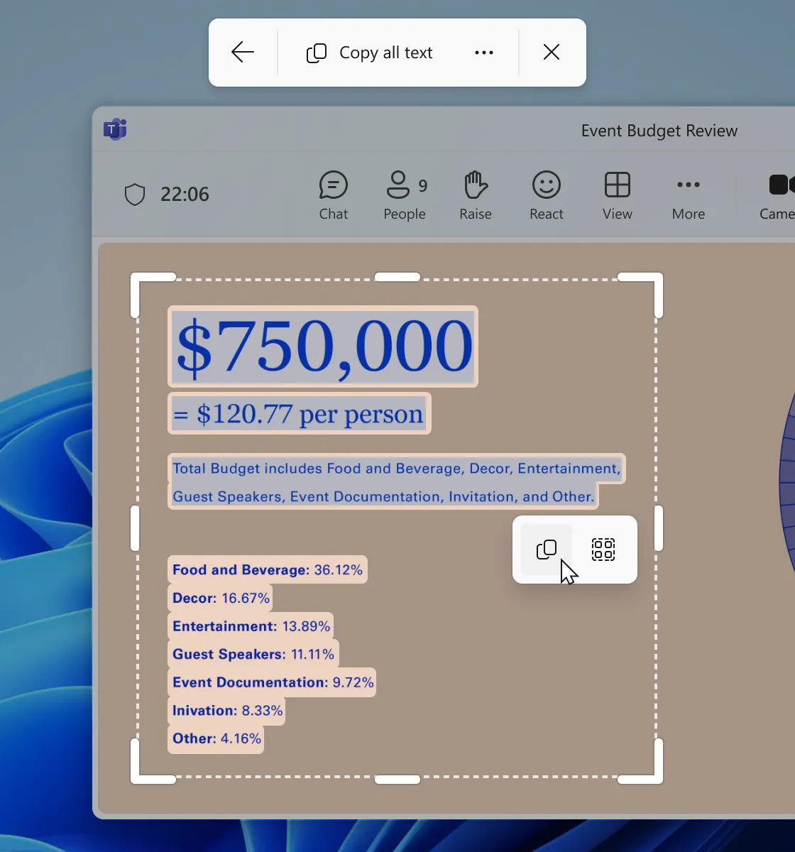 Tính năng trích xuất văn bản mới trong công cụ Snipping Tool của Windows 11