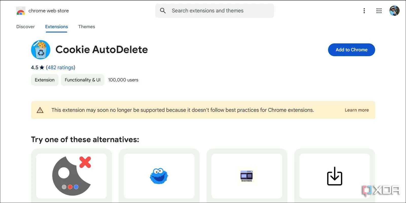 Trang tải xuống tiện ích mở rộng Cookie AutoDelete, minh họa tầm quan trọng của việc kiểm tra và lựa chọn cẩn thận các extension để bảo vệ dữ liệu trên trình duyệt máy tính Windows.