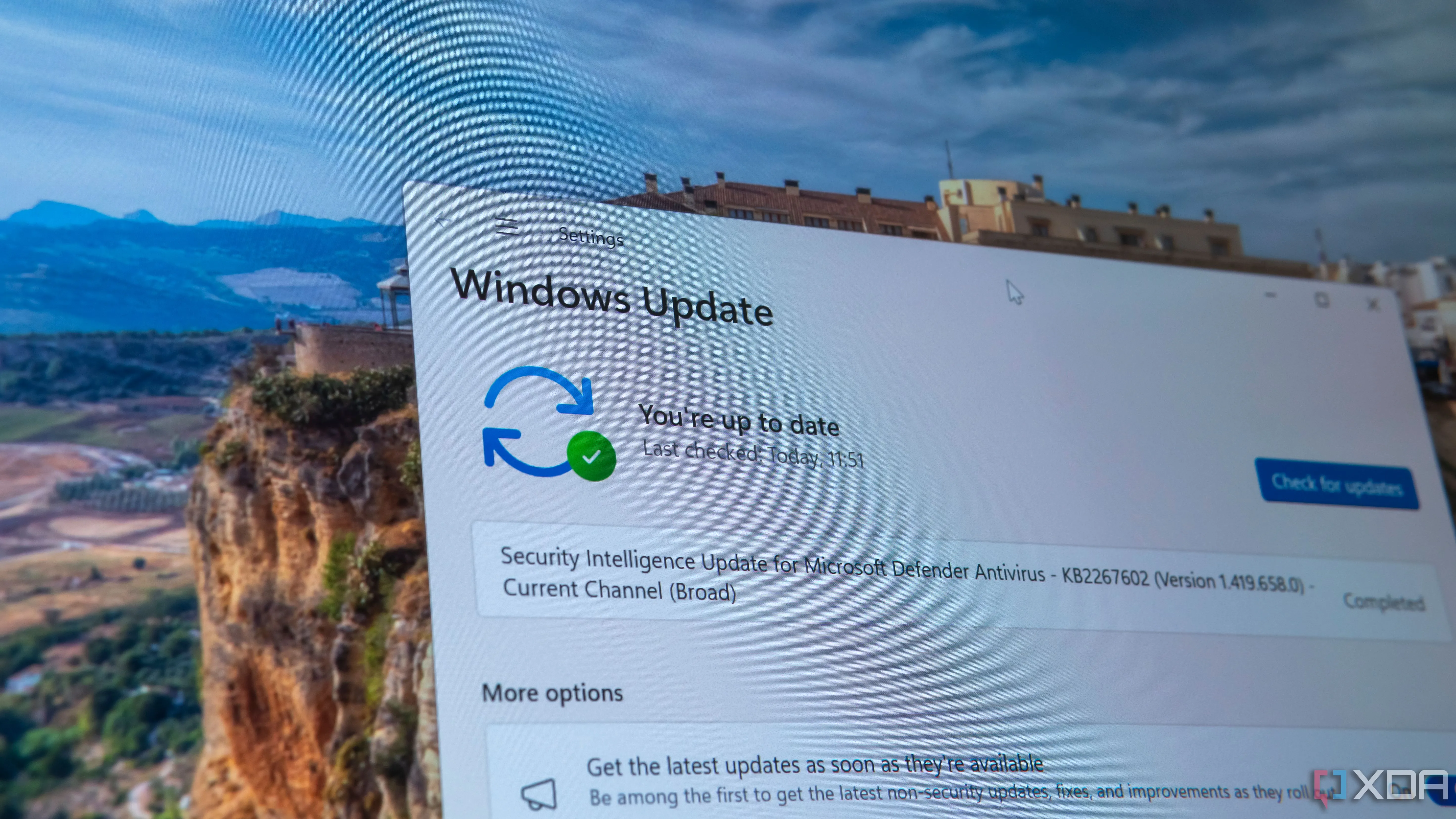 Trang Windows Update trên Windows 11 hiển thị trạng thái cập nhật