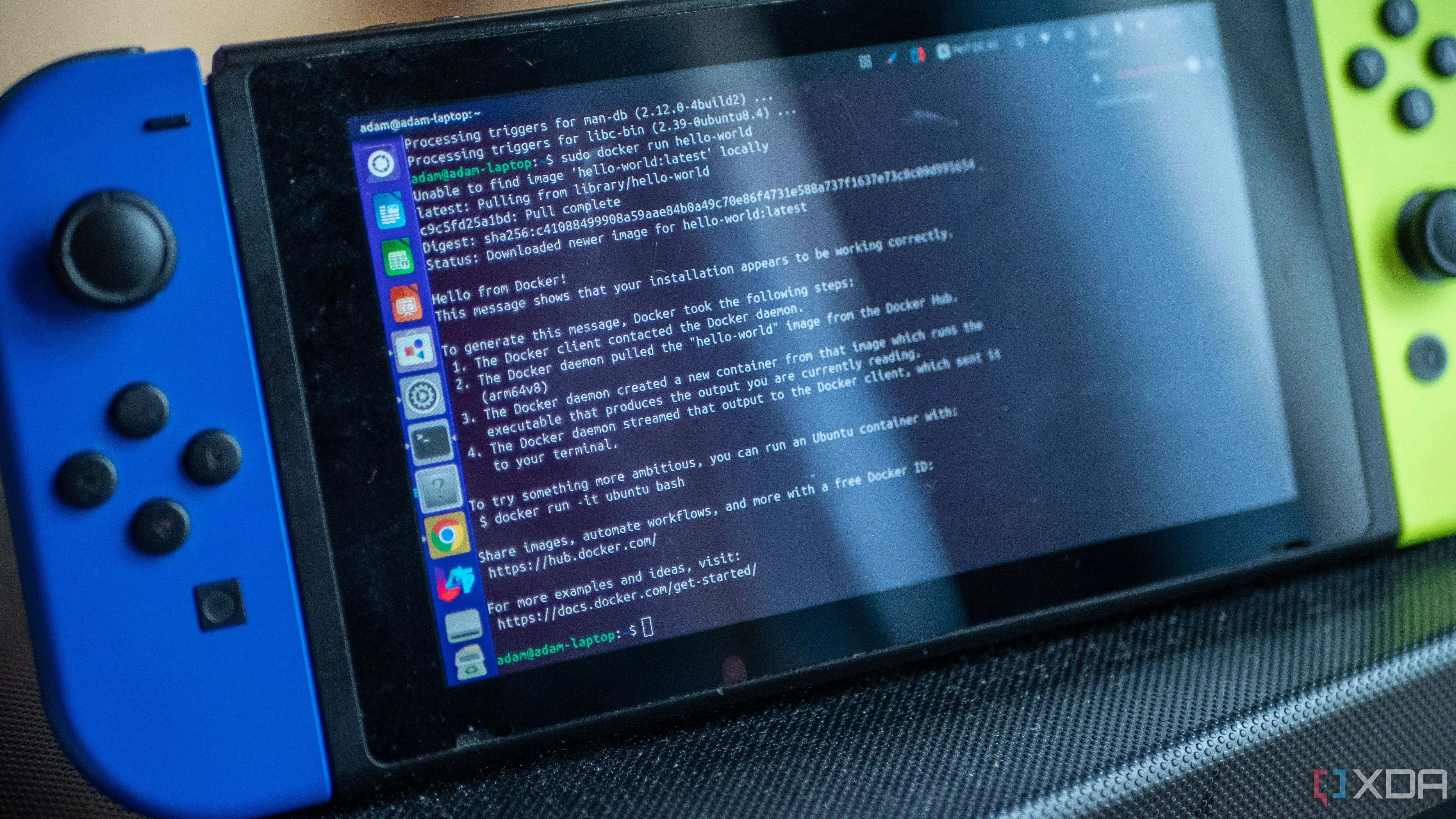 Ứng dụng Docker hoạt động trên Nintendo Switch với hệ điều hành Linux