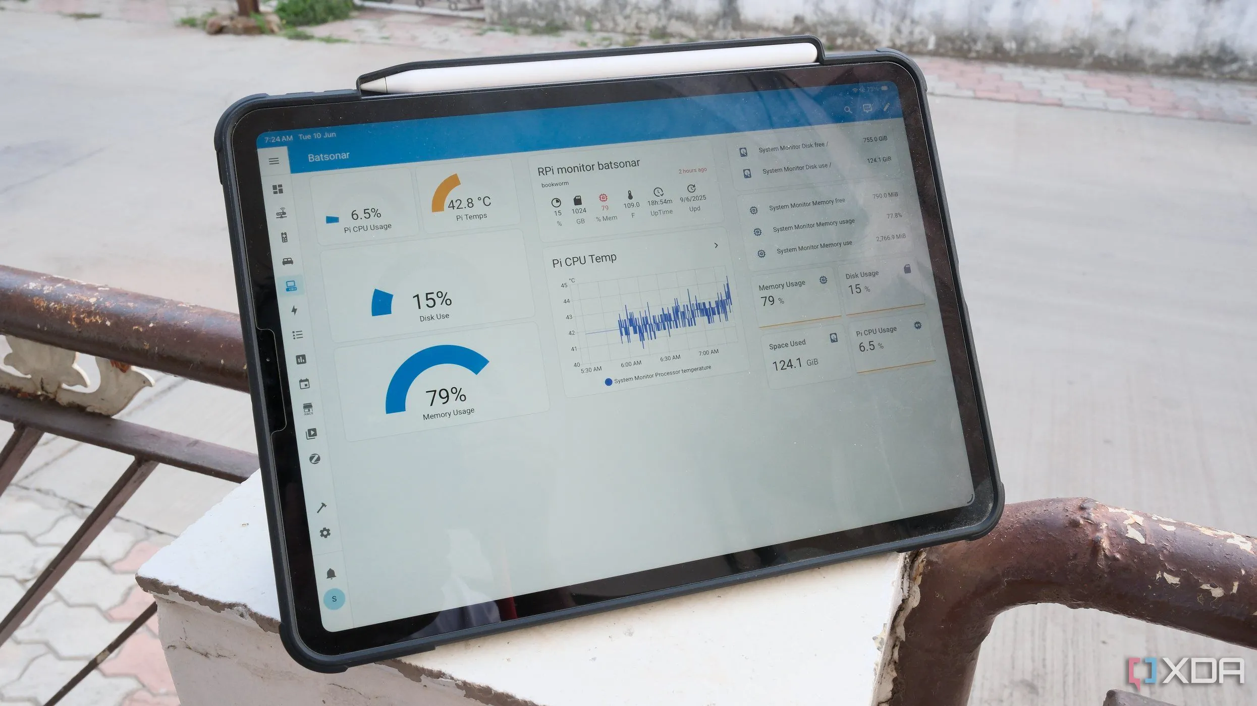 Ứng dụng Home Assistant trên máy tính bảng hiển thị thông tin hệ thống, minh họa khả năng giám sát thiết bị mạng như OPNsense
