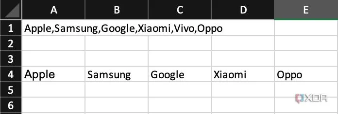 Ví dụ cách sử dụng hàm TEXTSPLIT để tách chuỗi văn bản trong Excel thành các ô riêng biệt
