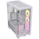 Vỏ case Corsair 3500X ARGB màu đen với mặt kính cường lực hiển thị linh kiện bên trong.