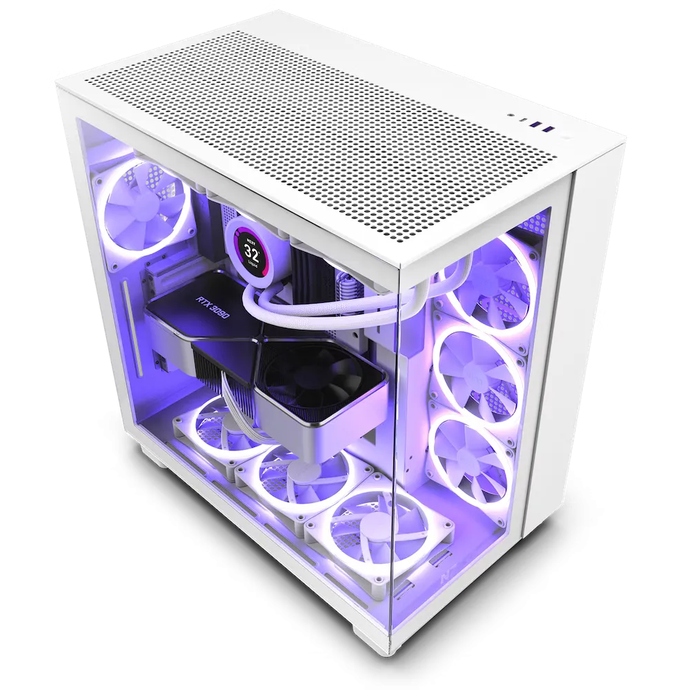 Vỏ case NZXT H9 Flow màu trắng, thiết kế hai buồng