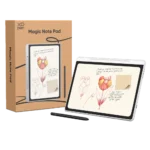 XPPen Magic Note Pad MNP1095 và hộp sản phẩm, thể hiện thiết kế mỏng nhẹ và bút X3 Pro Pencil 2